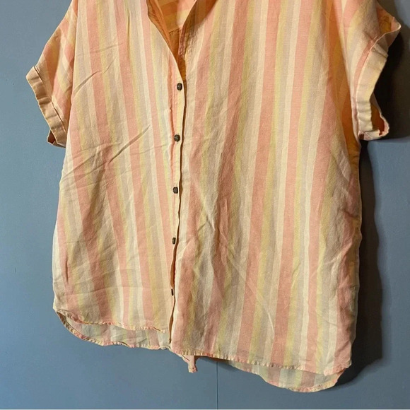 Patagonia lightweight A/C button up shirt peach stripe size large - Picture 3 of 11